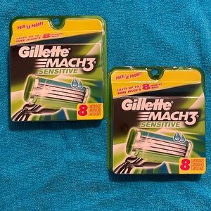 Gillette Mach3 sensitive 16 cartridges total.  8 per pack power